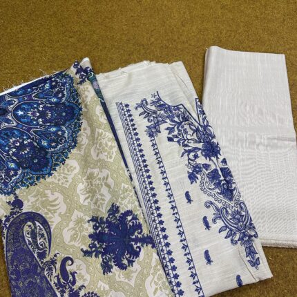 Embroided 3 Piece Khaddar | Pashmina Shawl | Embroided Khaddar Shirt | Dyed Trouser | 31362