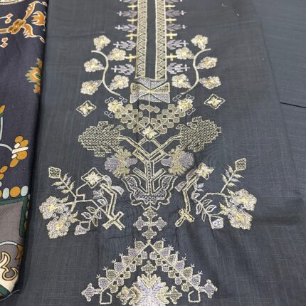 Embroided 3 Piece Khaddar | Pashmina Shawl | Embroided Khaddar Shirt | Dyed Trouser | 31361