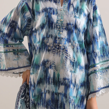 Saya Unstitched Printed Embroidered Cotton Tencel 3 Piece