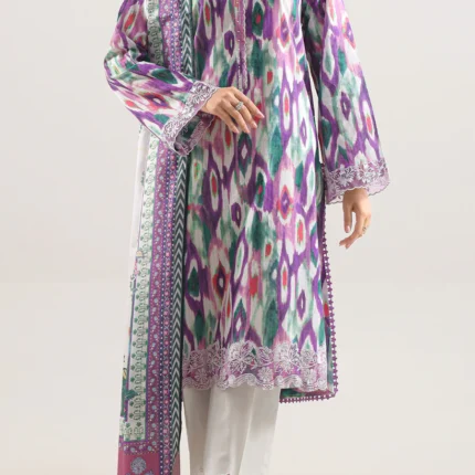 Unstitched Printed Embroidered Cotton Tencel 3 Piece