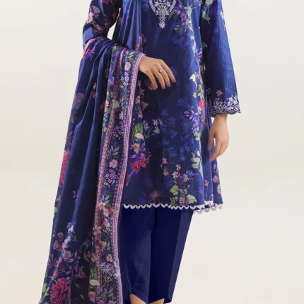 Unstitched Embroidered Strip Lawn 3 Piece