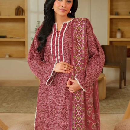 Limelight Printed Khaddar 3 piece Red U4430