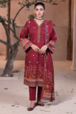 Zellbury WUW24E30476 Embroidered Khaddar 3-Piece Suit Front View