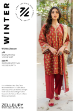 Zellbury Winter Viscose 2 Piece Suit Shirt Dupatta 0499