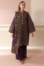 Zellbury WUW24X20549 Purple 2 Piece Printed Khaddar Suit Front View