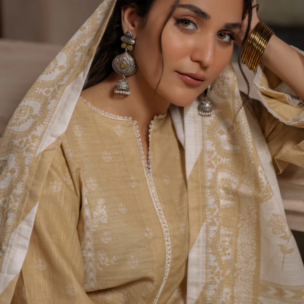Zellbury 3-Piece Printed Khaddar Suit – Unstitched Shirt, Shalwar & Dupatta (WUW24X30393)