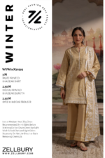 Zellbury 3-Piece Printed Khaddar Suit – Unstitched Shirt, Shalwar & Dupatta (WUW24X30393)