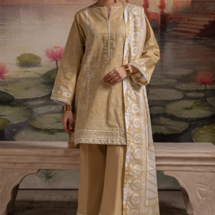 Zellbury 3-Piece Printed Khaddar Suit – Unstitched Shirt, Shalwar & Dupatta (WUW24X30393)