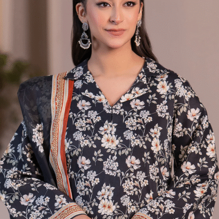 Zellbury Printed Khaddar Shirt Shalwar Dupatta - 0563