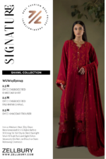 Zellbury Embroidered Shirt Shlawar Shawl Maroon Khaddar WUW25E30243 | Shawl Collection