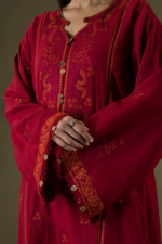 Zellbury Embroidered Shirt Shlawar Shawl Maroon Khaddar WUW25E30243