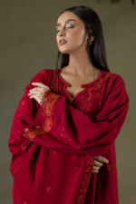 Zellbury Embroidered Shirt Shlawar Shawl Maroon Khaddar WUW25E30243 | Shawl Collection