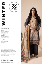 Zellbury 3-Piece Printed Karandi Suit – Elegant Grey Shirt, Shalwar & Dupatta (WUW25X30146)