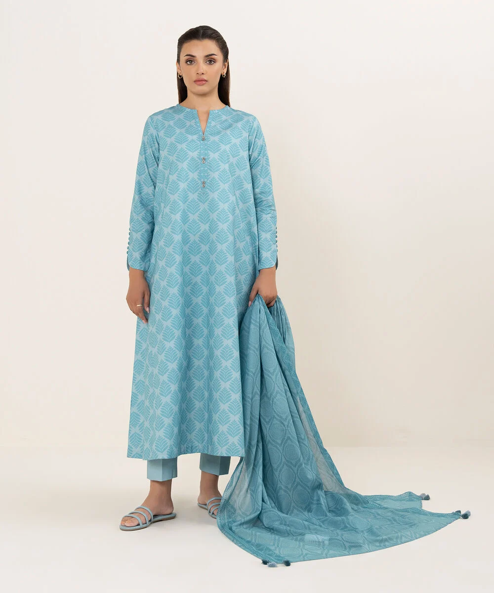 00U3PDD25V64_2 Sapphire Printed Cotton 3 Piece Light Blue 00U3PDD25V64