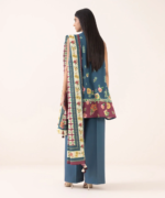 Sapphire Printed Cotton 3 Piece Suit Blue and Plum 0U3PDY25V659