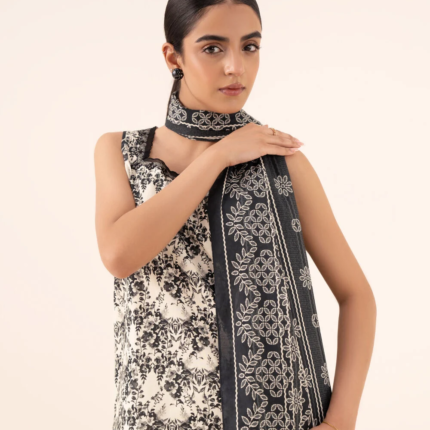 Sapphire Embroidered Cotton 3 Piece Black and White 0U3PEDY25V71