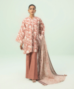 Sapphire Printed Khaddar 3 Piece Pink and White U2D-DY23V6-7WS