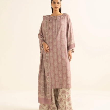 Sapphire Printed Khaddar 3 Piece Tea Pink and Beige 3PDY25V831TS