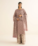 Sapphire Printed Khaddar 3 Piece Tea Pink and Beige 3PDY25V831TS