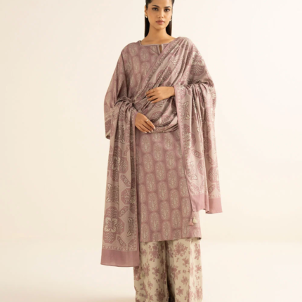 Sapphire Printed Khaddar 3 Piece Tea Pink and Beige 3PDY25V831TS