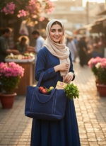 Premium Canvas Tote Bag with Zipper & Side Pockets - Heavy Duty Rope Handles - Large Shoulder Bag for Women (Travel, Grocery, Beach)