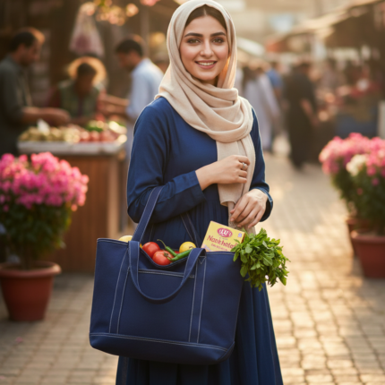 Premium Canvas Tote Bag with Zipper & Side Pockets - Heavy Duty Rope Handles - Large Shoulder Bag for Women (Travel, Grocery, Beach)