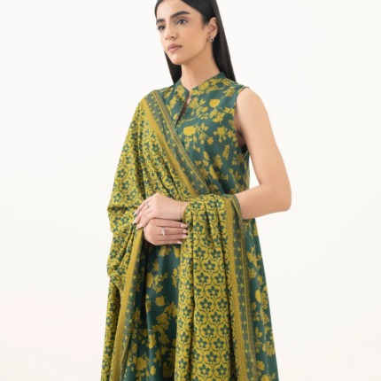 Sapphire Printed Khaddar 3 Piece Green and Mustard PDY25V831BTS