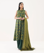 Sapphire Printed Khaddar 3 Piece Green and Mustard PDY25V831BTS
