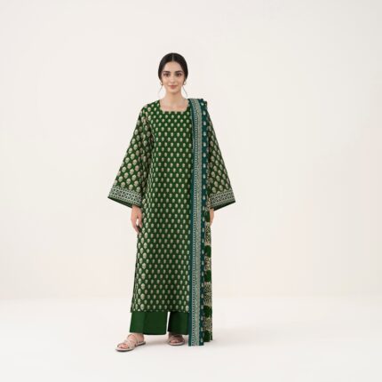 Sapphire Printed Khaddar 3 Piece Green U3PDY24V72 B TS