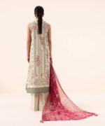 Sapphire Embroidered Cotton 3 Piece Beige & Fuchsia U3PEDY25V711