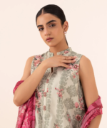 Sapphire Embroidered Cotton 3 Piece Beige & Fuchsia U3PEDY25V711