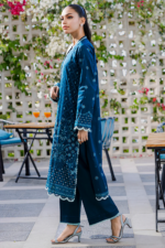 Zellbury Navy Blue Chikankari 3-Piece Unstitched Suit (WUS25E30806)