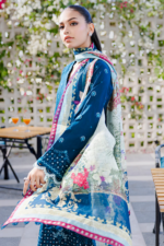 Zellbury Navy Blue Chikankari 3-Piece Unstitched Suit (WUS25E30806)