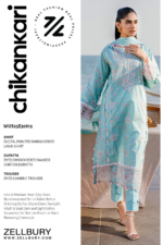Zellbury Aqua Chikankari Lawn Suit (WUS25E30813) - 3 Piece Unstitched