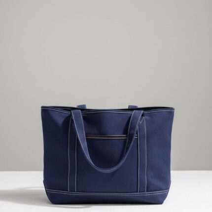 Premium Canvas Tote Bag with Zipper & Side Pockets - Heavy Duty Rope Handles - Large Shoulder Bag for Women (Travel, Grocery, Beach)