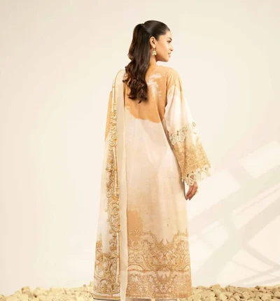 Nishat Printed Cambric 3 Piece Indian Boti Style in Beige Color 42502090