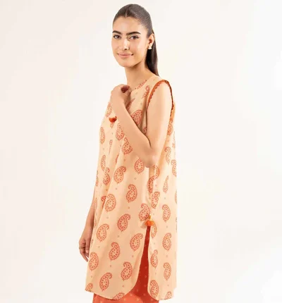 Nishat Printed Cambric Paisley Style 2 Piece in Beige and Rust 42502166