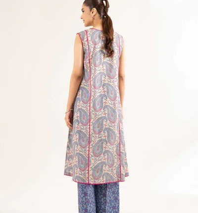 Nishat Printed Cambric Paisley Style 2 Piece in Beige and Blue 42502166