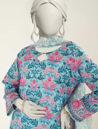 Almeerah Embroidered Lawn Chikankari 3 Piece in Ice Sky Color Desire