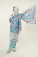 Almeerah Embroidered Lawn Chikankari 3 Piece in Ice Sky Color Desire