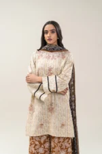 BEECHTREE 3 PIECE EMBROIDERED KHADDI JQ SUIT-HAZEL WOOD (UNSTITCHED)