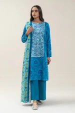 BEECHTREE 3 PIECE EMBROIDERED SLUB KHADDAR SUIT-TIFFANY BLUE (UNSTITCHED)