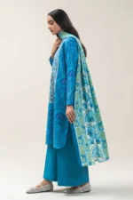 BEECHTREE 3 PIECE EMBROIDERED SLUB KHADDAR SUIT-TIFFANY BLUE (UNSTITCHED)