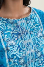 BEECHTREE 3 PIECE EMBROIDERED SLUB KHADDAR SUIT-TIFFANY BLUE (UNSTITCHED)