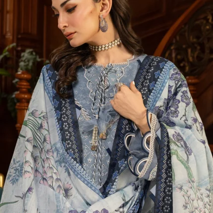 Zellbury Chikankari Embroidered Cambric 3 Piece in Steel Grey Color WUC25E34003