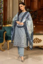 Zellbury Chikankari Embroidered Cambric 3 Piece in Steel Grey Color WUC25E34003