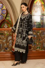 Zellbury Chikankari Embroidered Cambric 3 Piece in Black Color