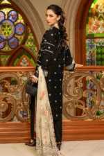 Zellbury Chikankari Embroidered Cambric 3 Piece in Black Color