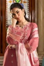 Zellbury Chikankari Embroidered Cambric 3 Piece in Pink Color WUC25E34010