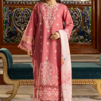 Zellbury Chikankari Embroidered Cambric 3 Piece in Pink Color WUC25E34010